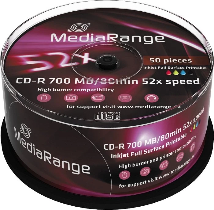 MediaRange CD-R 80min/700MB, 52x, 50er Spindel, printable
