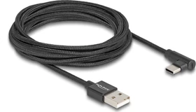 DeLOCK Adapterkabel, USB 2.0, 480Mb/s, USB-C [Stecker] auf USB-A [Stecker], gewinkelt, schwarz, 3m (80033)