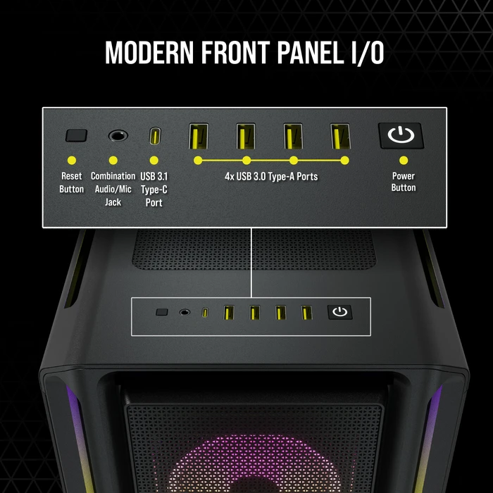 Corsair iCue 5000T RGB TG, schwarz, Glasfenster