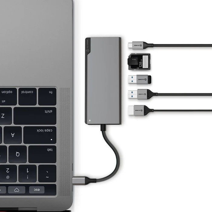 Alogic UNI Dock Multiport-Adapter, sapce grey, USB-C 3.0 [Stecker]
