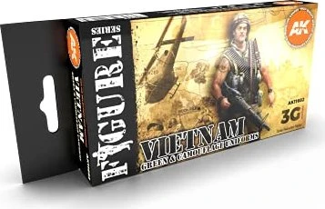 AK-Interactive 3rd Gen Acrylic Colors Figure Series Vietnam Green & Camouflage Uniforms Farbset, 6-tlg.