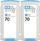 HP Tinte 70 cyan, 2er-Pack Vorschaubild
