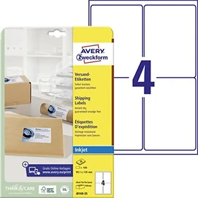 Avery-Zweckform Versandetiketten, 99.1x139mm, weiß, 25 Blatt (100 Etiketten)