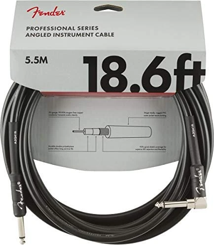 Fender Professional Series Instrument Cable Black Angled 5.5m