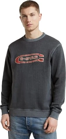 G-Star Destroyed G Logo Washed Sweatshirt dark black garment dyed (Herren)