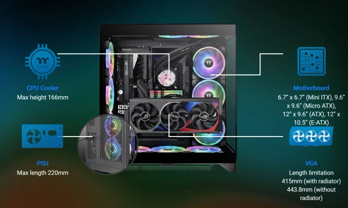 Thermaltake CTE E600 MX Black, schwarz, Glasfenster