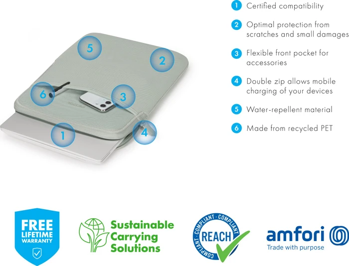 Dicota Sleeve Eco Slim für Microsoft Surface S, silber