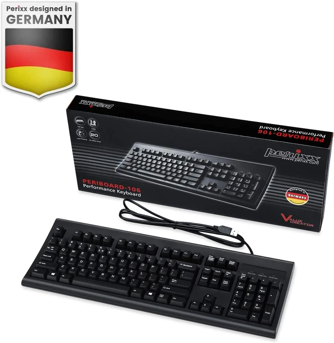 Perixx Periboard-106B, schwarz, USB, US