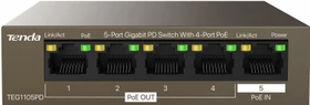 Tenda TEG1100 Desktop Gigabit Switch, 5x RJ-45, 30W PoE+ PD (TEG1105PD)