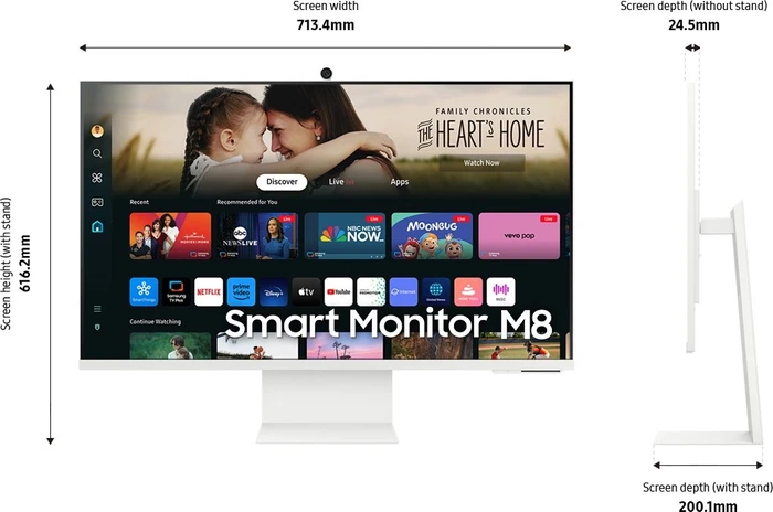 Samsung Smart Monitor M8 M80D Warm White, 32"