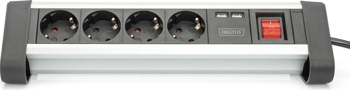 Digitus Office Tisch-Steckdosenleiste, 4-fach, 2x USB-A, 1.5m