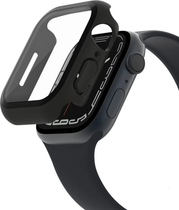 Belkin ScreenForce antimikrobieller TemperedCurve 2-in-1-Displayschutz mit Schutzrand für Apple Watch (40mm/41mm) schwarz