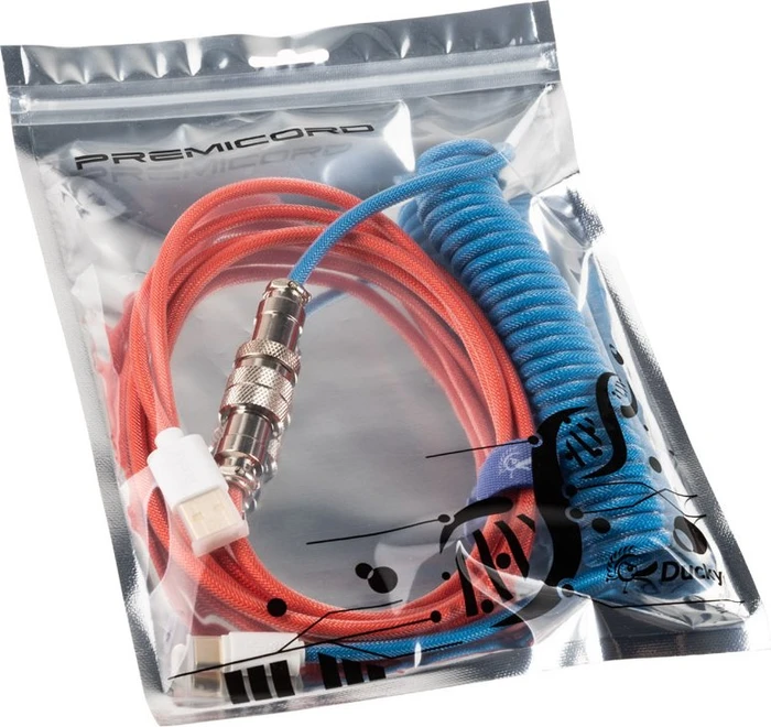 Ducky Premicord Spiralkabel USB-C auf USB-A, Tastaturkabel (Spiral-Textilkabel), 1.8m, Bon Voyage