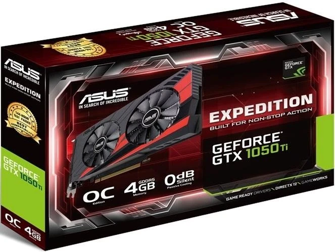 ASUS Expedition GeForce GTX 1050 Ti OC, EX-GTX1050TI-O4G, 4GB GDDR5, DVI, HDMI, DP
