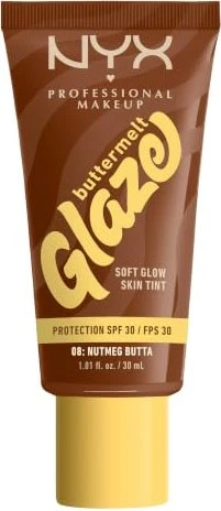 NYX Buttermelt Glaze Soft Glow Skin Tint 08 nutmeg butta LSF30, 30ml