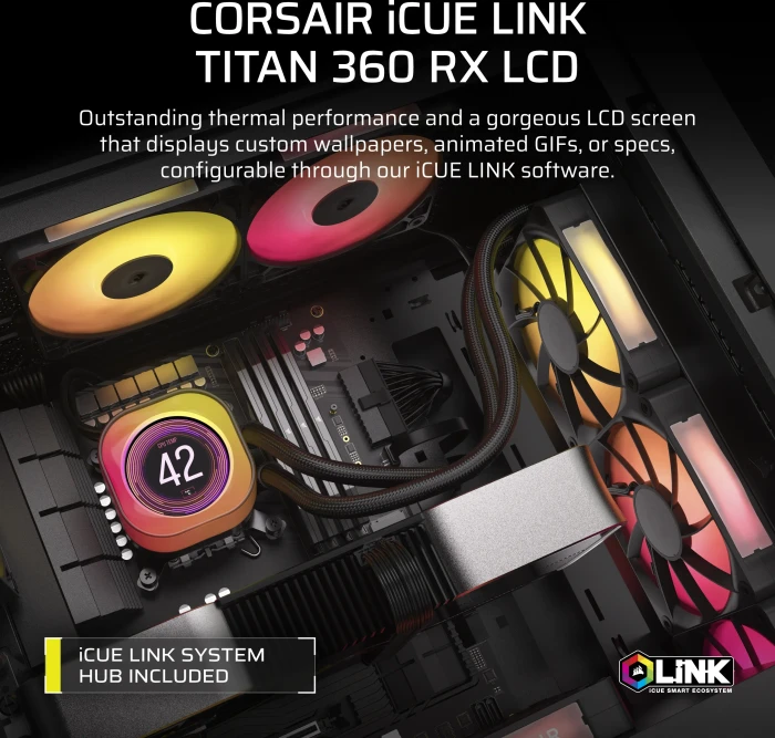 Corsair iCUE LINK Titan 360 RX LCD RGB, schwarz