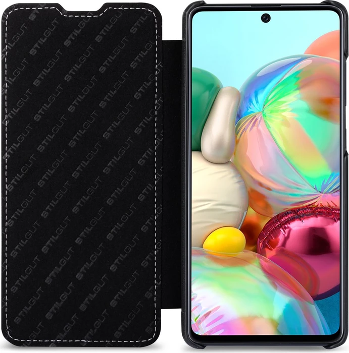 Stilgut Book Type Leather Case Nappa für Samsung Galaxy A71 schwarz