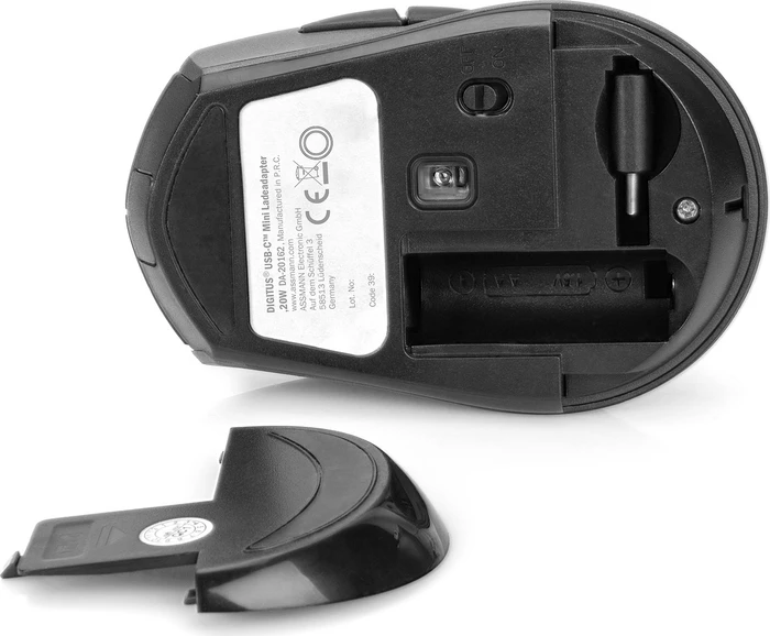 Digitus Wireless Optical Mouse, 6 Tasten, schwarz/grau, USB