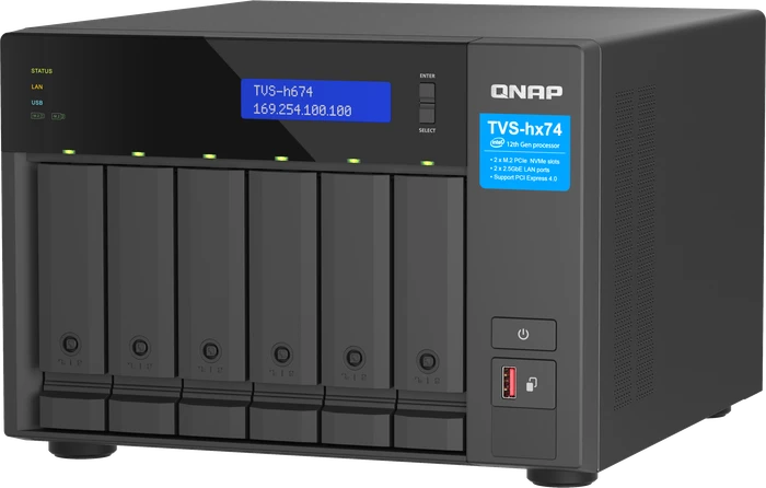 QNAP QuTS hero TVS-h674-i3-16G 16TB, 16GB RAM, 2x RJ-45 2.5GBase-T, 1x USB-C 3.1