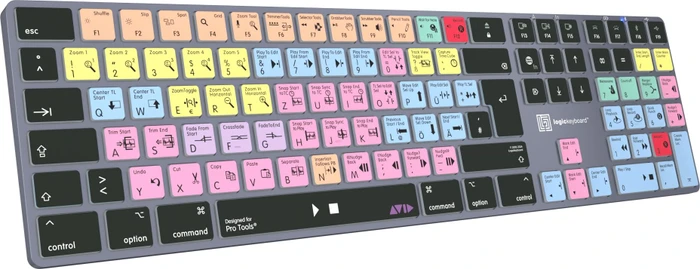 LogicKeyboard Titan Wireless Avid Pro Tools Mac, Titanium Gray, LEDs weiß, USB/Bluetooth, DE