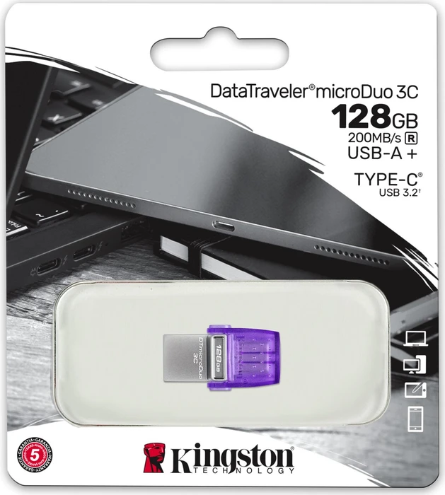 Kingston DataTraveler microDuo 3C G3 128GB, USB-A + USB-C, USB 3.2 Gen 1×1