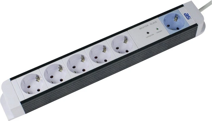 as-Schwabe Steckdosenleiste FLASH mit Master-Slave Funktion, 6-fach, 1.5m