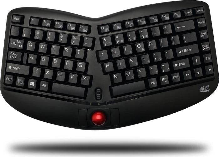 Adesso TruForm Media 3150 Wireless Ergo Mini Trackball Keyboard, schwarz, USB, US