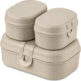 koziol Pascal Ready Mini Lunchbox und Besteck Geschirrset nature desert sand