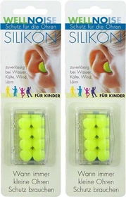 Wellneuss Wellnoise Kinder Ohrstopfen im Blister neongelb, 16 Stück (2x 8 Stück)