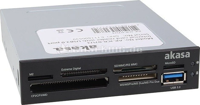 Akasa Internal Multi-Slot-Cardreader, USB 2.0 9-Pin Stecksockel [Stecker]
