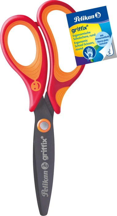 Pelikan griffix Schulschere, Universalschere, Rechtshänder, 140mm, orange/rot