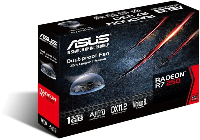 ASUS Radeon R7 250, R7250-1GD5, 1GB GDDR5, VGA, DVI, HDMI
