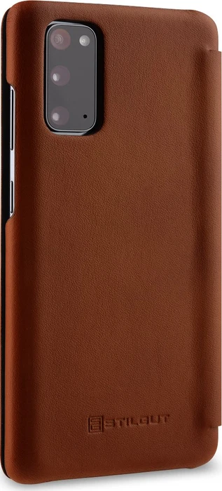 Stilgut Book Type Leather Case für Samsung Galaxy S20 braun