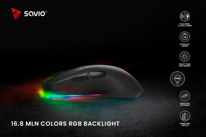 Savio Rift Black Gaming Mouse schwarz, USB