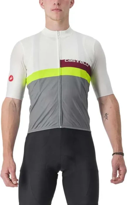 Castelli A Blocco Jersey Trikot kurzarm ivory/bordeaux/electric lime (Herren)