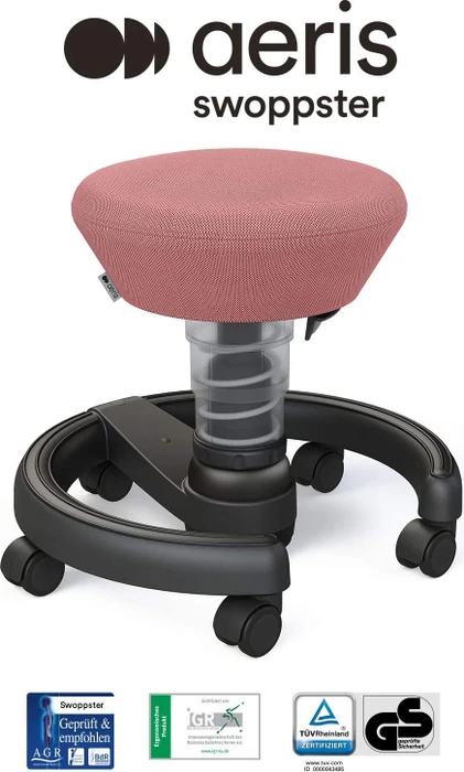 Aeris Swoppster New Edition Schreibtischhocker für Kinder, Gestell schwarz, Bezug Harlequin rosa