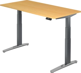 Hammerbacher Ergonomic Aktiv XBHM16 elektrisch höhenverstellbarer Sitz-Steh-Schreibtisch 160x80cm Buche/graphit