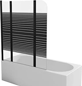 Marwell Black Lines Badewannenfaltwand 125x140cm, 3-teilig, schwarz
