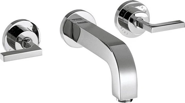 Hansgrohe Axor Citterio 3-Loch Waschbeckenarmatur mit Hebelgriffen 222mm brushed brass