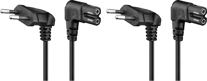 Wentronic Goobay Kaltgeräte Netzkabel, Eurostecker auf C7 Buchse, beidseitig gewinkelt, 3m