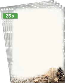 Sigel Weihnachtsmotiv Christmas Candle Kunstdruckpapier weiß, A4, 90g/m², 25 Blatt