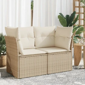 vidaXL Gartensofa/Gartenbox mit Kissen 124cm 2-Sitzer beige