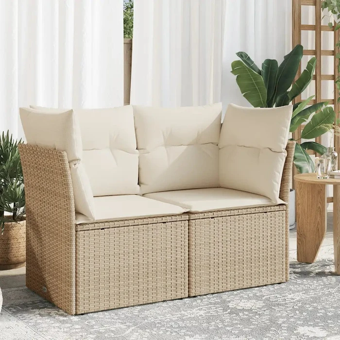 vidaXL Gartensofa/Gartenbox mit Kissen 124cm 2-Sitzer beige