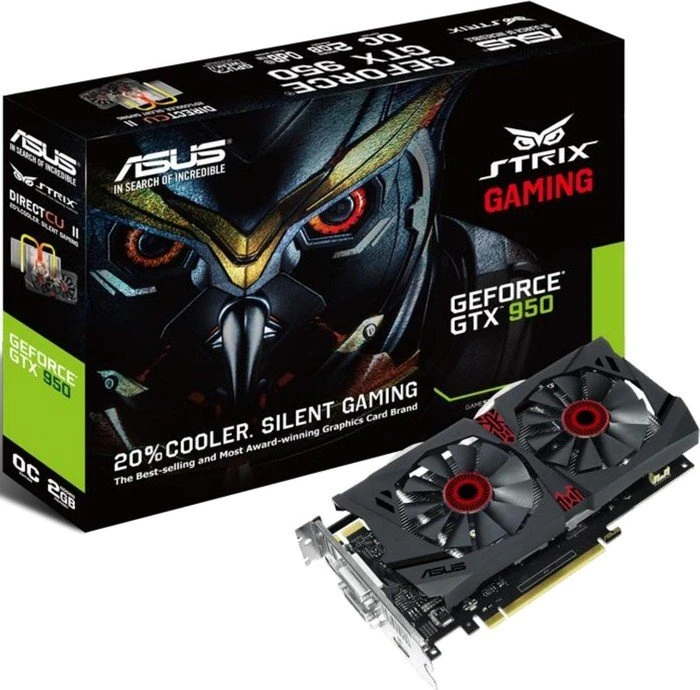 ASUS Strix GeForce GTX 950 OC, STRIX-GTX950-DC2OC-2GD5-GAMING, 2GB GDDR5, 2x DVI, HDMI, DP
