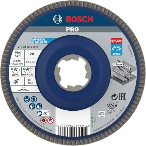 Bosch Professional X-LOCK X571 Best for Metal Fächerschleifscheibe gerade K120, 125x22.23mm, 1 Stück