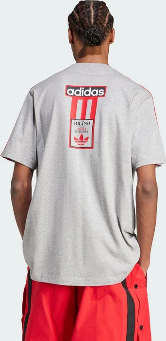 adidas Adicolor Adibreak T-Shirt kurzarm medium grey heather/better scarlet (Herren)