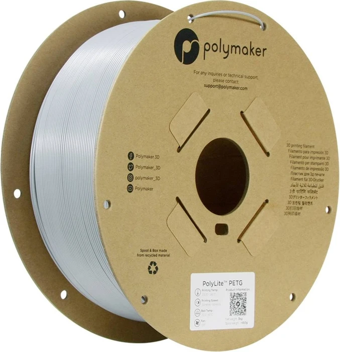 Polymaker PolyLite PETG, grau, Spule, 1.75mm, 3.00kg