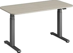 Steelcase Solo elektrisch höhenverstellbarer Sitz-Steh-Schreibtisch EU 140x70cm Akazie/grau