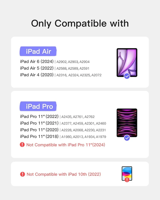 Inateck Abnehmbare Tastatur für iPad Air 4/iPad Air 5/iPad Air 6/iPad Pro 11", schwarz, UK