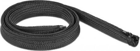 DeLOCK Geflechtschlauch mit Reißverschluss, hitzebeständig, 20mm, 1m, schwarz